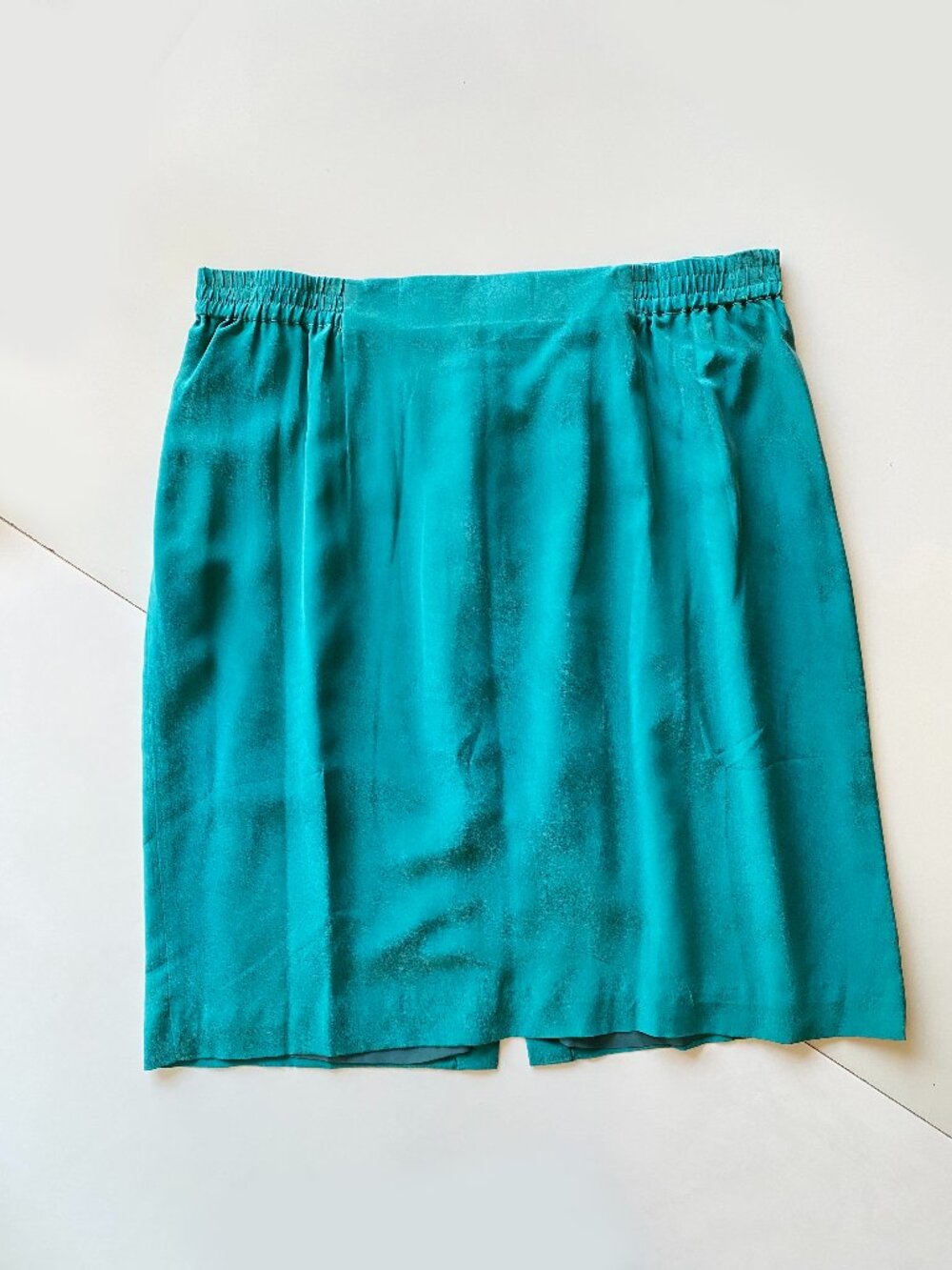 Vintage Patrick Collection Silk Midi Skirt Teal Knee Size 16WP